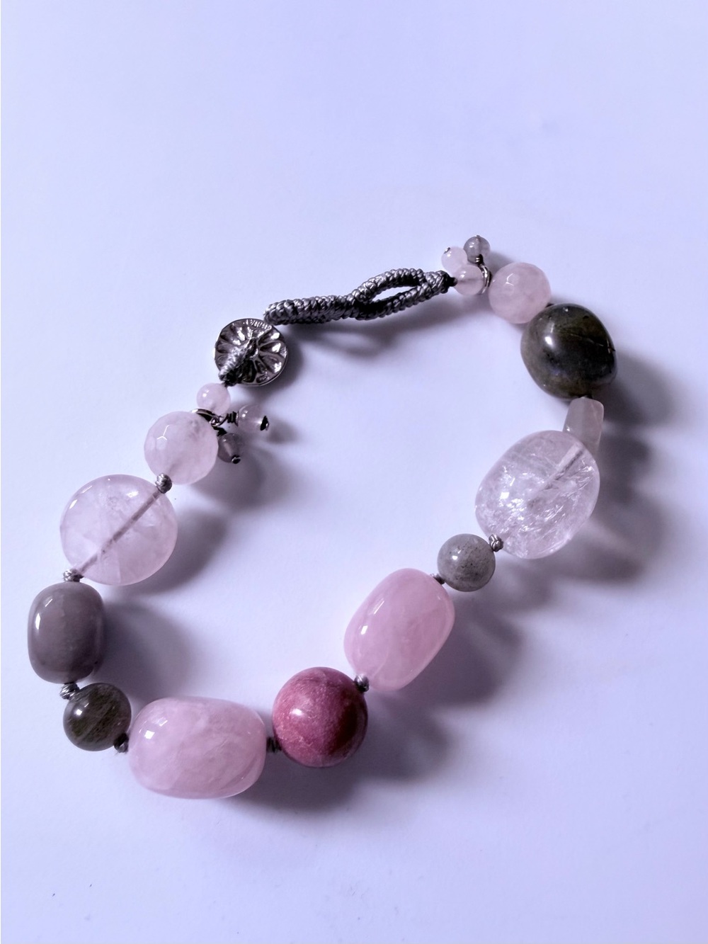 Handcrafted Rose Quartz and Mixed Stone Bracelet - Pink